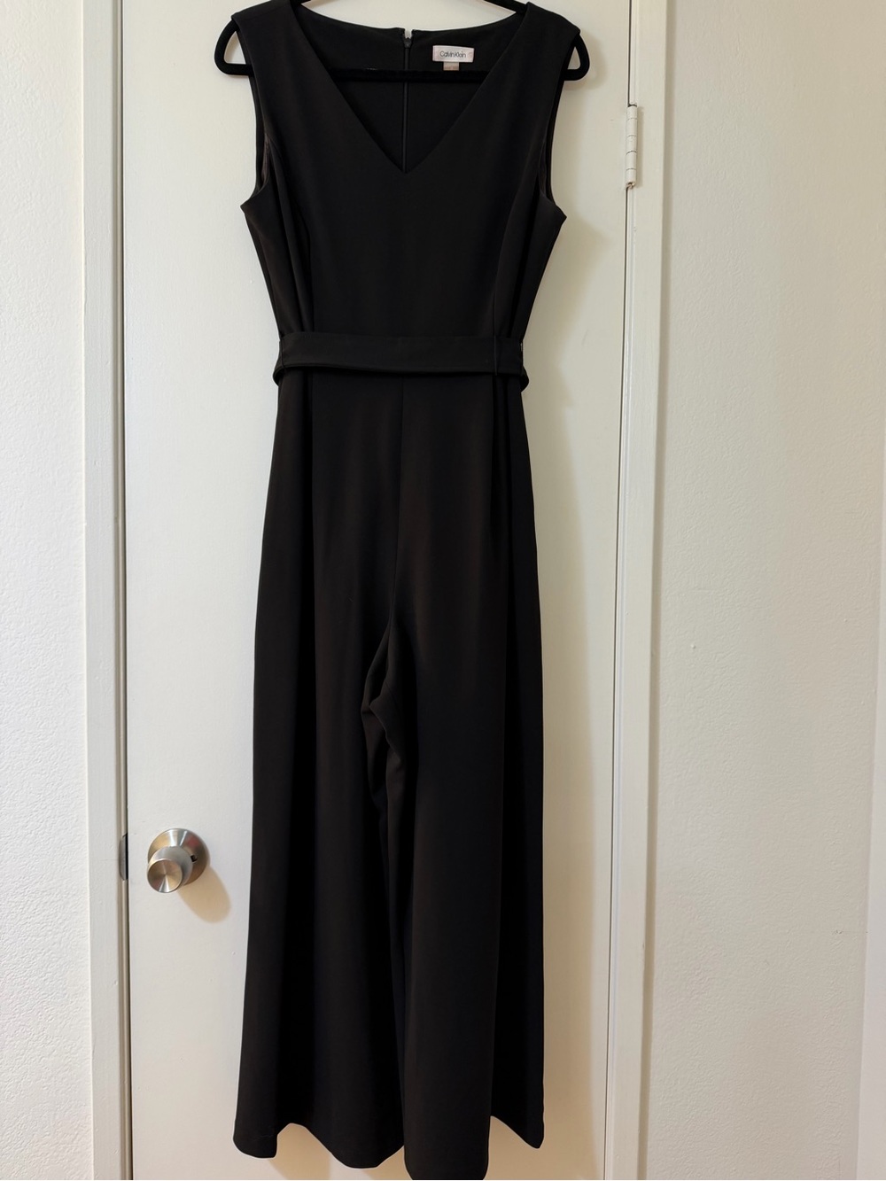 Calvin Klein Black Sleeveless V-Neck Wide-Leg Jumpsuit